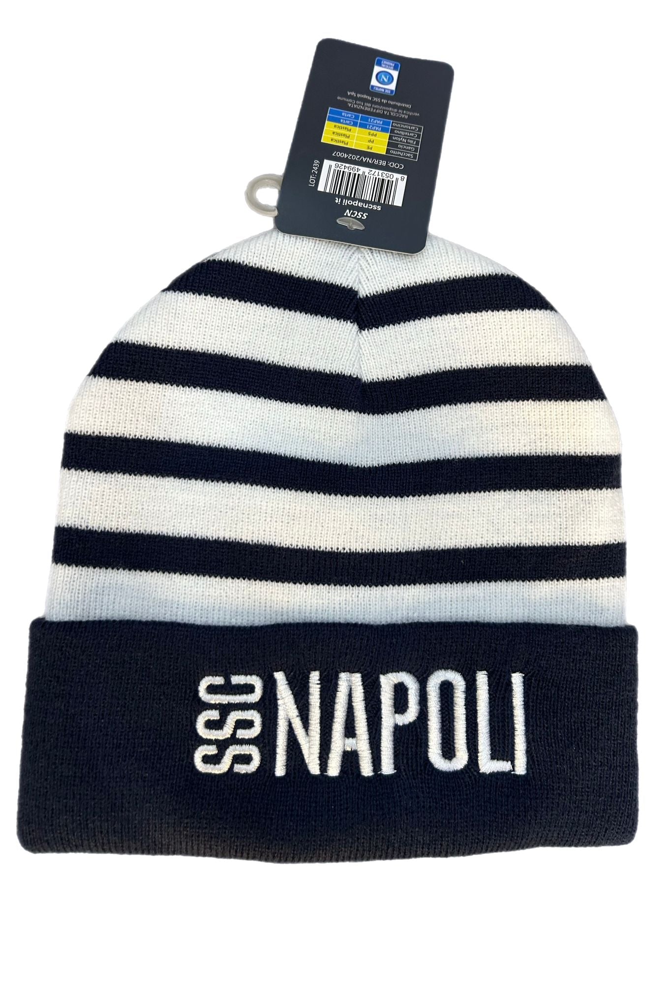 CAPPELLO SSC NAPOLI OFFICIAL BIANCO A RIGHE