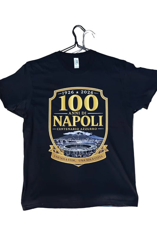 T-SHIRT 100 ANNI DI NAPOLI NERA