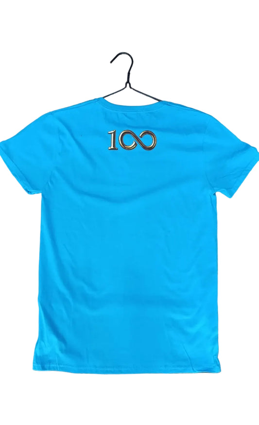 T-SHIRT “PE CIENT’ANNI” AZZURRA